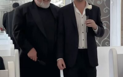 Kyle Sandilands walks newsreader Brooklyn Ross down the aisle for Las Vegas wedding