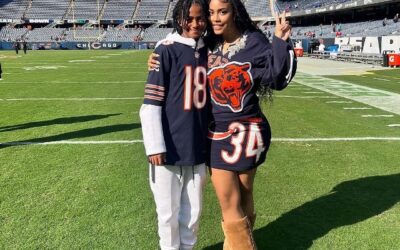 DERRICK ROSE AND MIEKA REESE CELEBRATE SON’S BIRTHDAY AT CHICAGO BEARS GAME