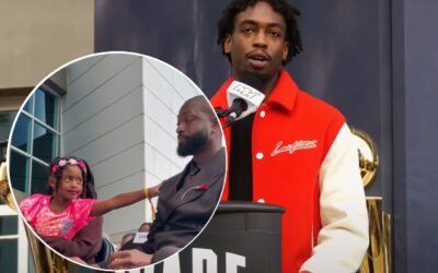 KAAVIA COMFORTS DAD DWYANE WADE AS HE TEARS UP DURING SON ZAIRE’S TRIBUTE