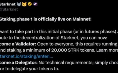 Starknet Rolls Out Native Staking for STRK Holders