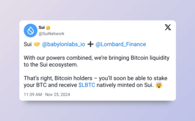 Sui Partners With Babylon Labs and Lombard Protocol for Bitcoin Integration