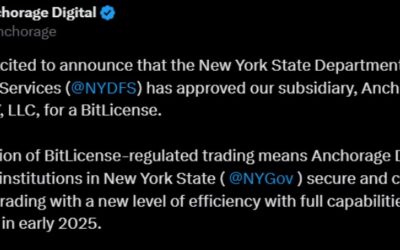 Anchorage Digital Secures License to Expand Crypto Services in New York State