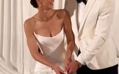 ‘Identical to a four stack pizza’: Brittany Hockley and Ben Siegrist’s wedding cake disaster