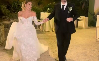 The Hills star Brody Jenner marries partner Tia Blanco as the pair enter their reception to the show’s theme song